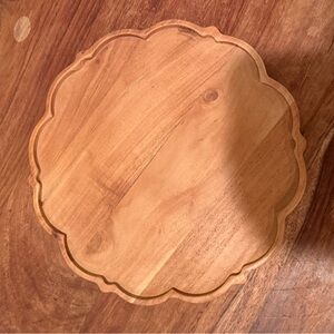 Wooden Serving Platter acacia wood serving board with a scalloped edge 10 inch